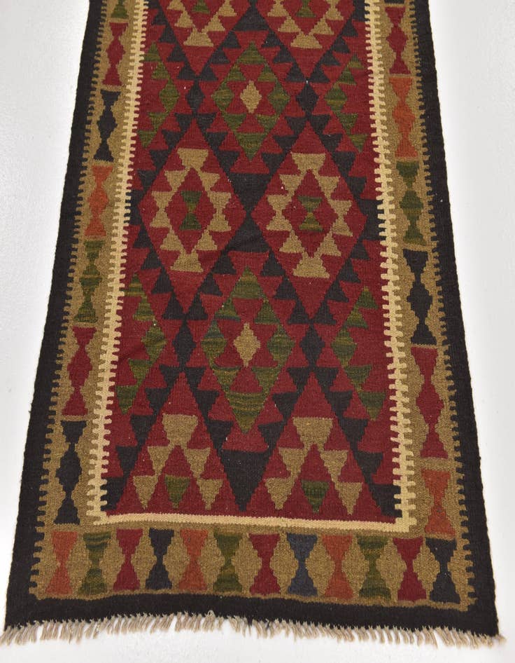 Detail image of  3' 3 x 6' 5  Hand Woven Kilim Maymana Wool Runner Rug