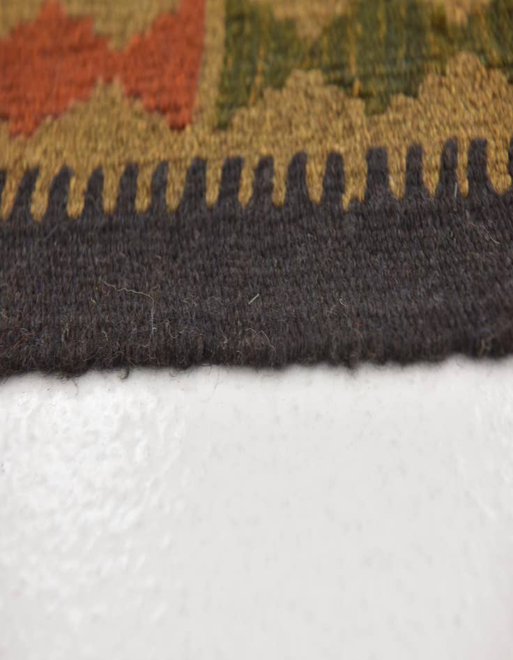 Detail image of  3' 3 x 6' 5  Hand Woven Kilim Maymana Wool Runner Rug