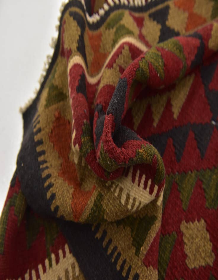 Detail image of  3' 3 x 6' 5  Hand Woven Kilim Maymana Wool Runner Rug