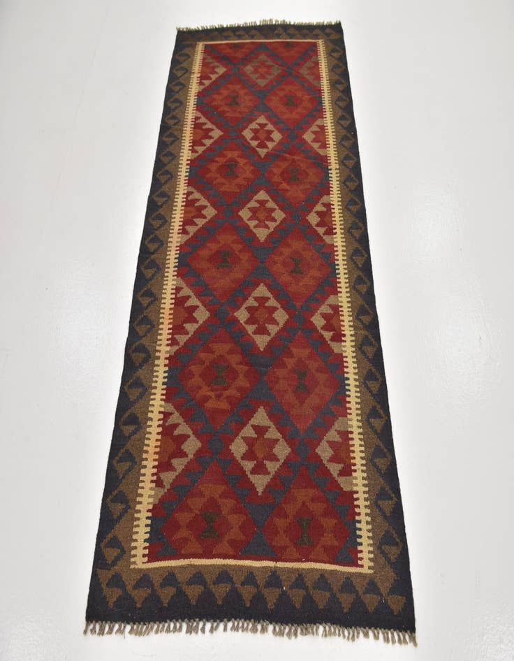 Detail image of  3' 5 x 6' 5  Hand Woven Kilim Maymana Wool Runner Rug