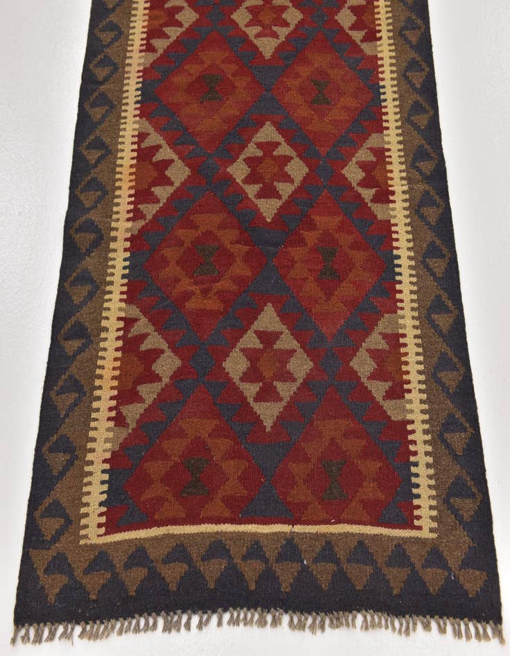 Detail image of  3' 5 x 6' 5  Hand Woven Kilim Maymana Wool Runner Rug
