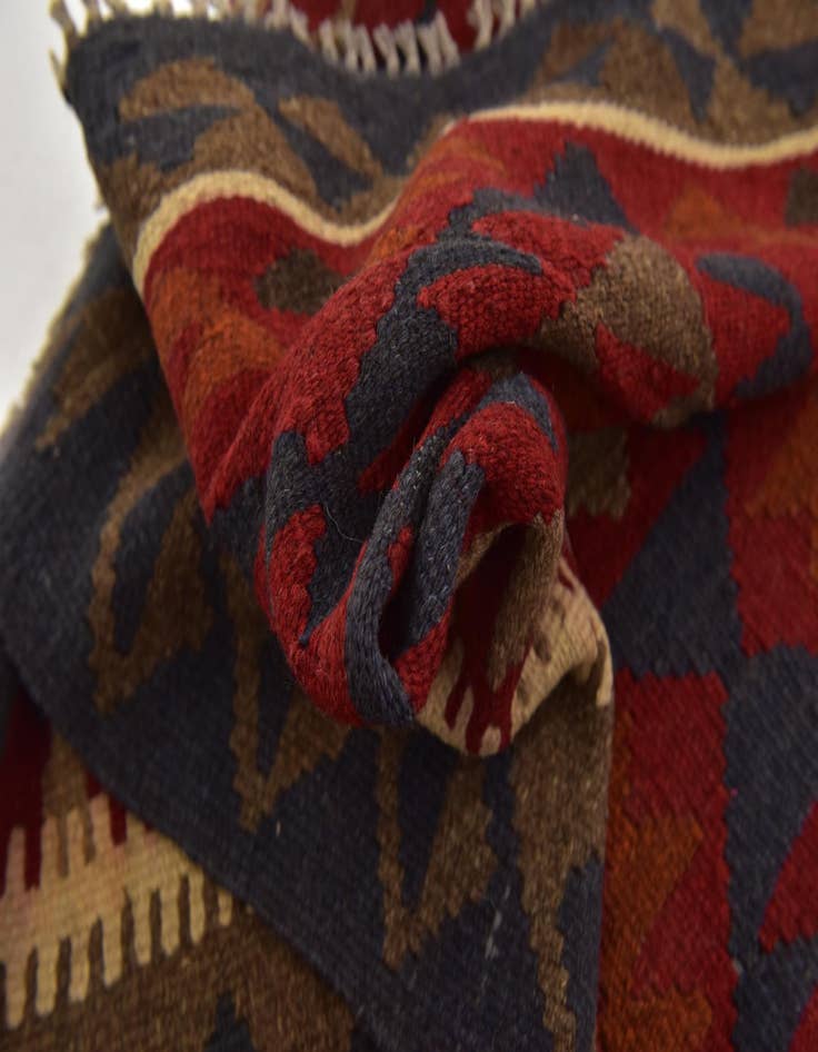 Detail image of  3' 5 x 6' 5  Hand Woven Kilim Maymana Wool Runner Rug