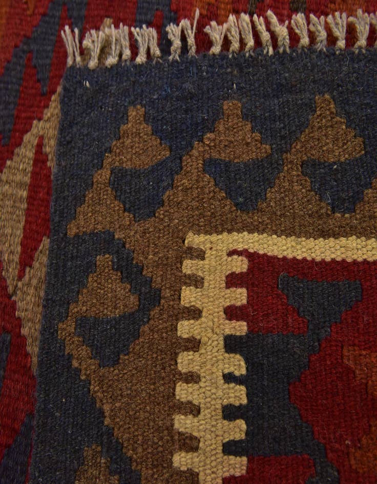 Detail image of  3' 5 x 6' 5  Hand Woven Kilim Maymana Wool Runner Rug