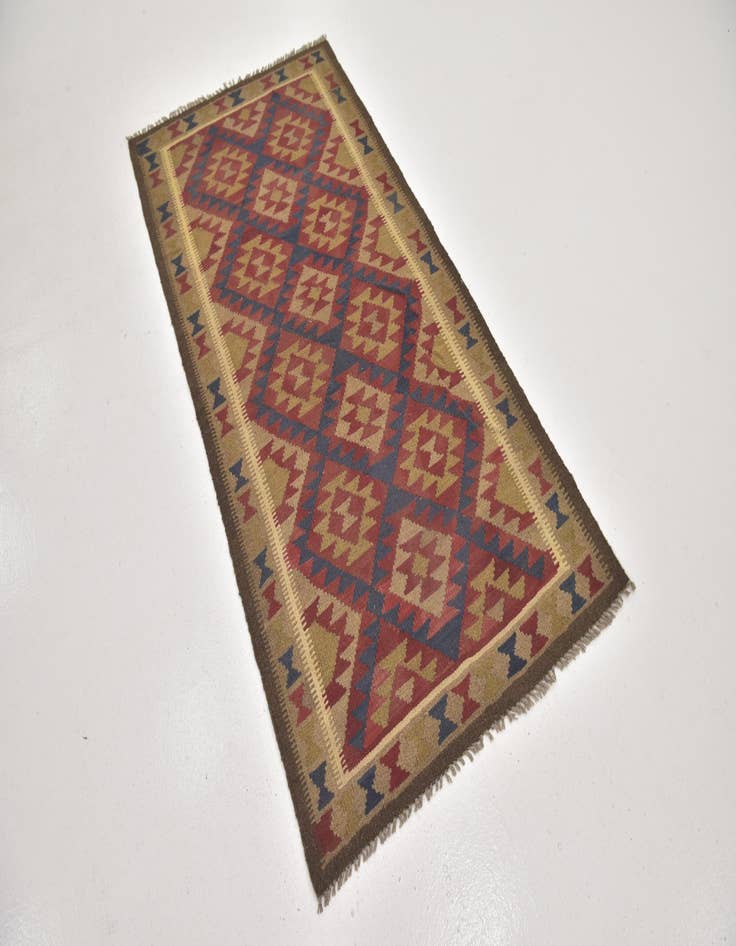 Detail image of  3' 3 x 6' 6  Hand Woven Kilim Maymana Wool Runner Rug