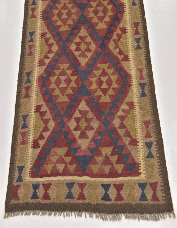 Detail image of  3' 3 x 6' 6  Hand Woven Kilim Maymana Wool Runner Rug