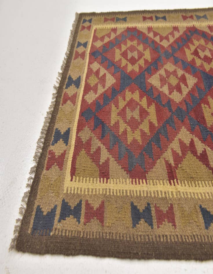 Detail image of  3' 3 x 6' 6  Hand Woven Kilim Maymana Wool Runner Rug