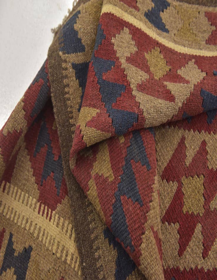 Detail image of  3' 3 x 6' 6  Hand Woven Kilim Maymana Wool Runner Rug