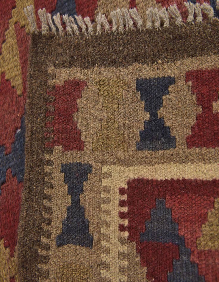 Detail image of  3' 3 x 6' 6  Hand Woven Kilim Maymana Wool Runner Rug