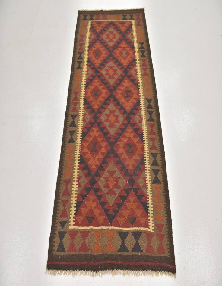 Detail image of  3' 4 x 6' 6  Hand Woven Kilim Maymana Wool Runner Rug