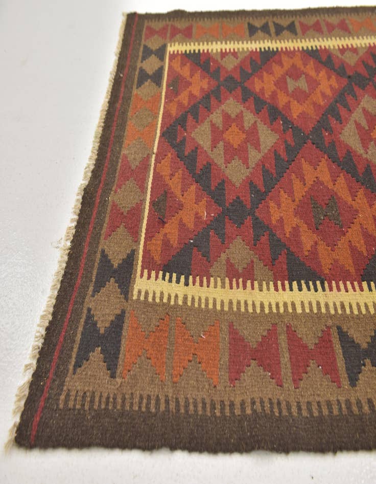 Detail image of  3' 4 x 6' 6  Hand Woven Kilim Maymana Wool Runner Rug