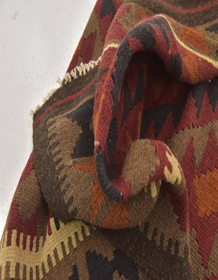 Detail image of  3' 4 x 6' 6  Hand Woven Kilim Maymana Wool Runner Rug