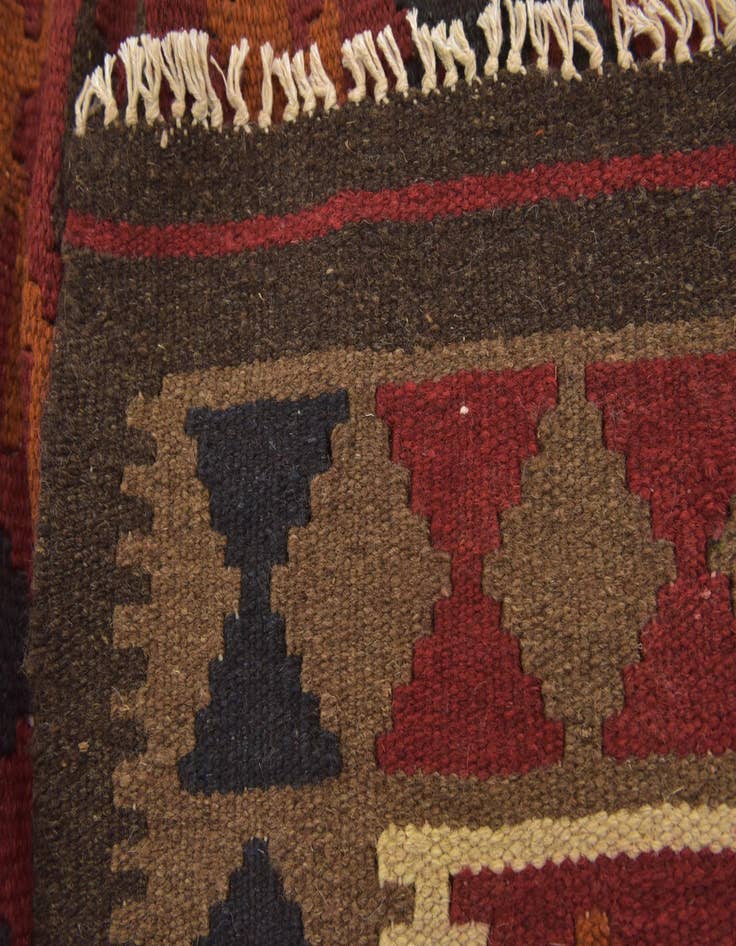Detail image of  3' 4 x 6' 6  Hand Woven Kilim Maymana Wool Runner Rug