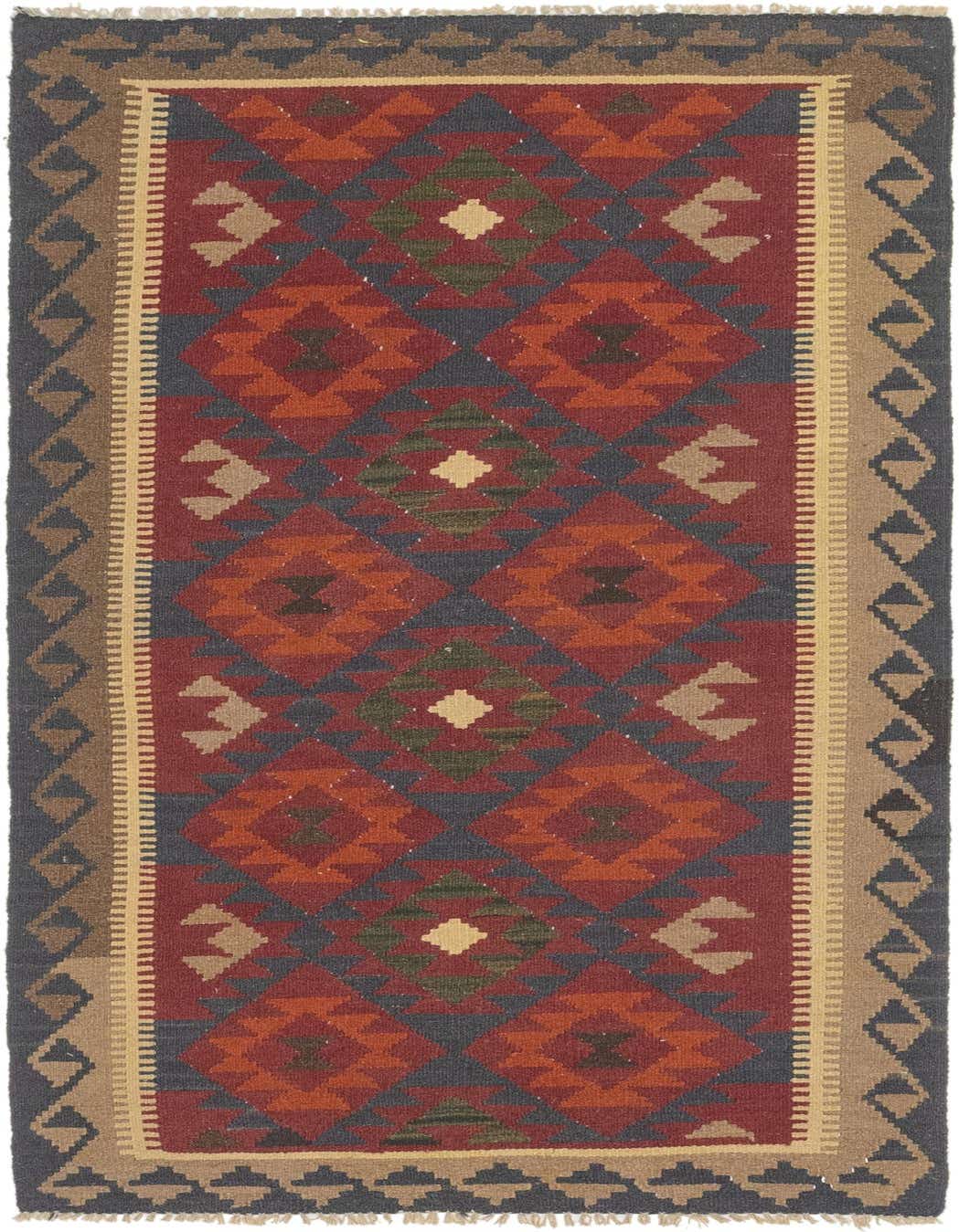 Primary image  3' 5 x 6' 8  Hand Woven Kilim Maymana Wool Runner Rug