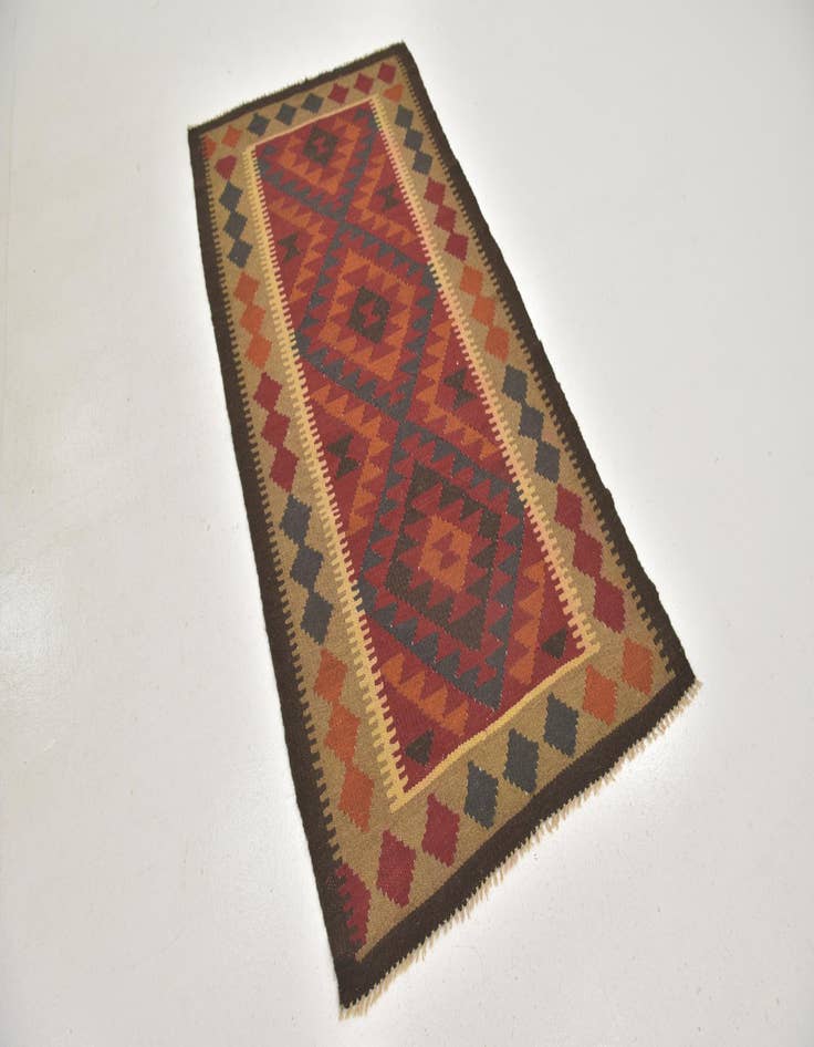 Detail image of  3' 3 x 6' 3  Hand Woven Kilim Maymana Wool Runner Rug