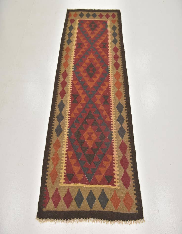 Detail image of  3' 3 x 6' 3  Hand Woven Kilim Maymana Wool Runner Rug