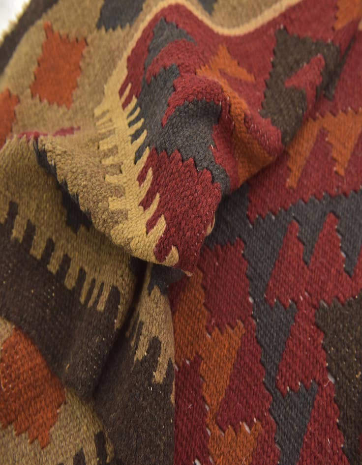 Detail image of  3' 3 x 6' 3  Hand Woven Kilim Maymana Wool Runner Rug