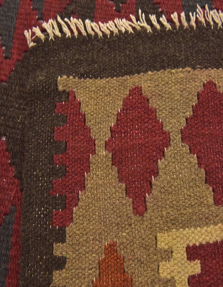Detail image of  3' 3 x 6' 3  Hand Woven Kilim Maymana Wool Runner Rug