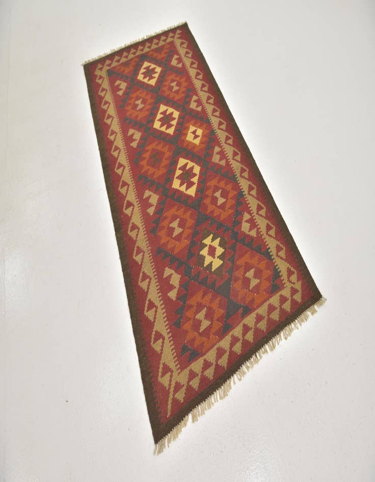 Detail image of  3' 6 x 6' 6  Hand Woven Kilim Maymana Wool Runner Rug