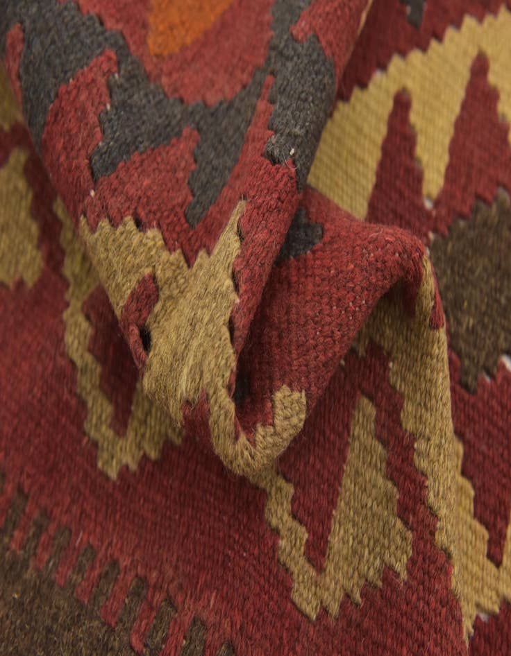 Detail image of  3' 6 x 6' 6  Hand Woven Kilim Maymana Wool Runner Rug