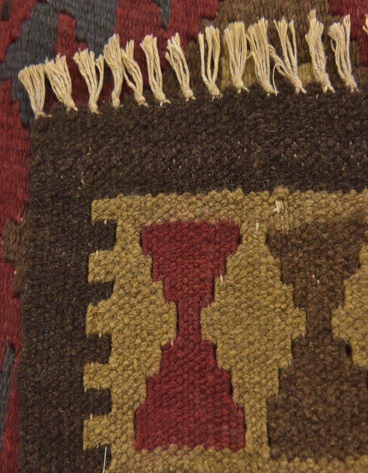 Detail image of  3' 2 x 6' 5  Hand Woven Kilim Maymana Wool Runner Rug