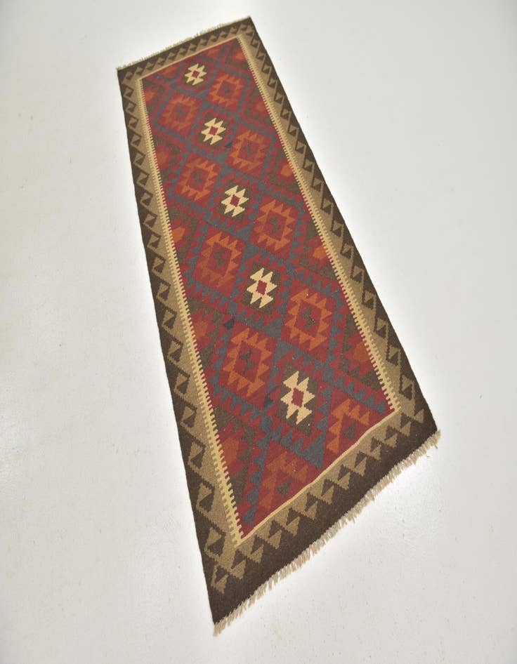 Detail image of  3' 3 x 6' 6  Hand Woven Kilim Maymana Wool Runner Rug