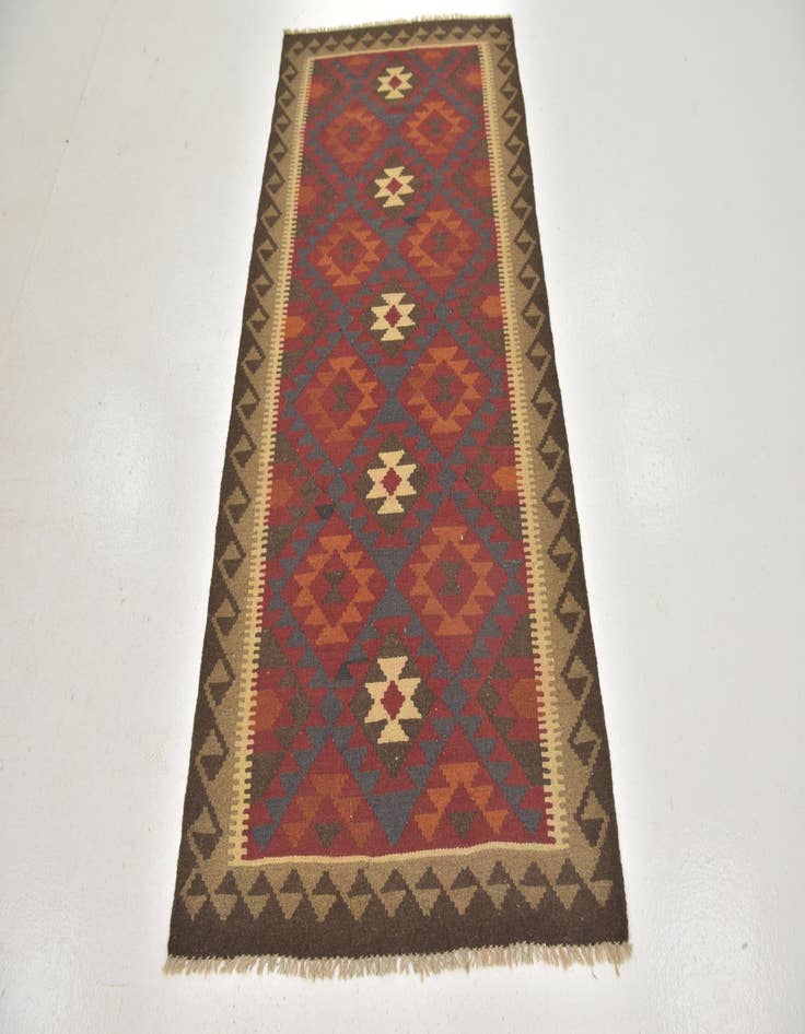 Detail image of  3' 3 x 6' 6  Hand Woven Kilim Maymana Wool Runner Rug