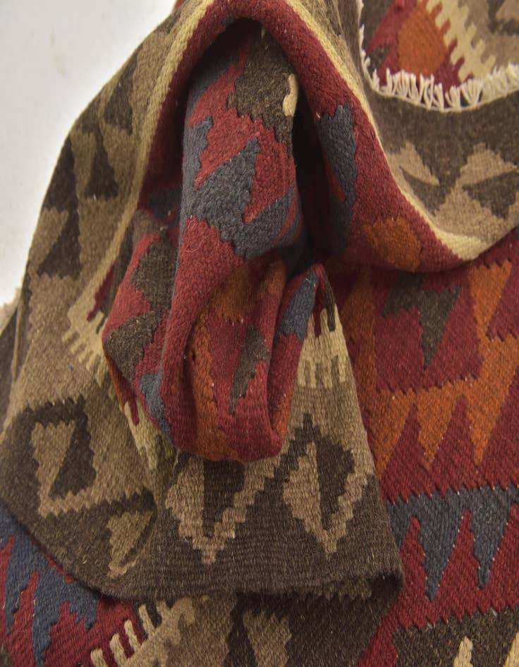 Detail image of  3' 3 x 6' 6  Hand Woven Kilim Maymana Wool Runner Rug