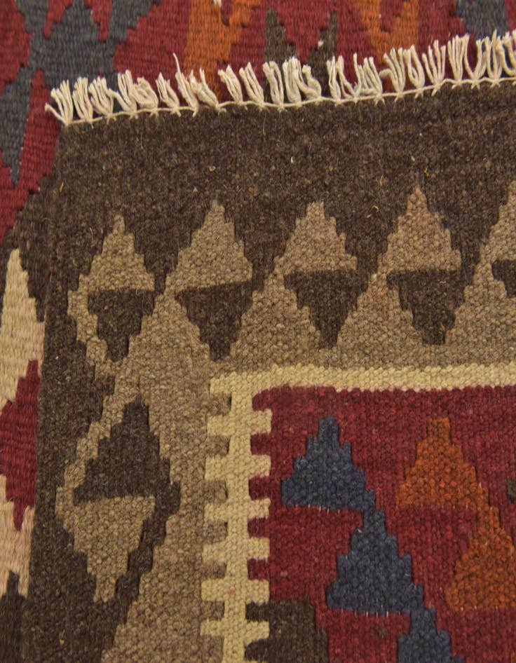 Detail image of  3' 3 x 6' 6  Hand Woven Kilim Maymana Wool Runner Rug