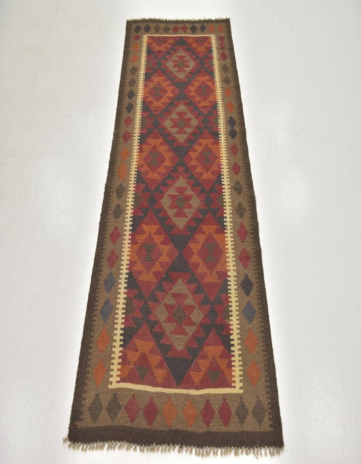 Detail image of  3' 2 x 6' 6  Hand Woven Kilim Maymana Wool Runner Rug