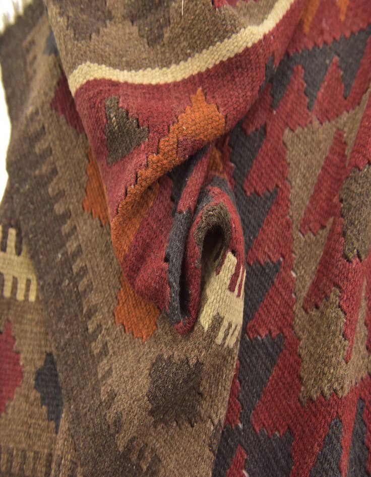 Detail image of  3' 2 x 6' 6  Hand Woven Kilim Maymana Wool Runner Rug