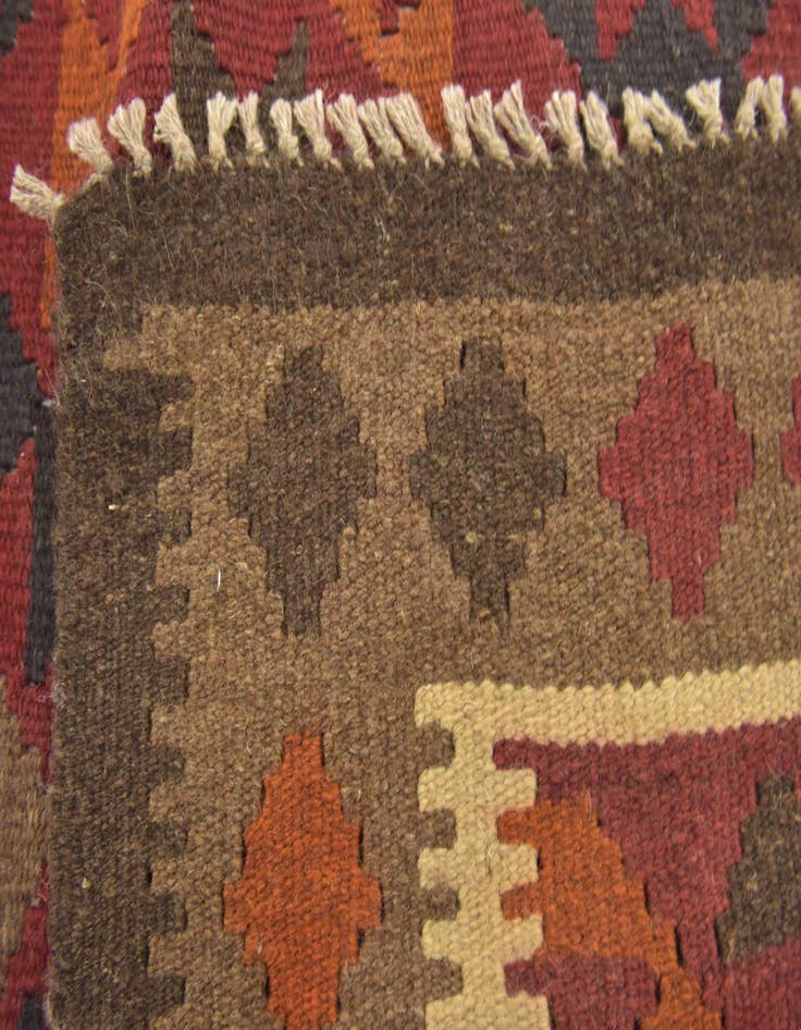 Detail image of  3' 2 x 6' 6  Hand Woven Kilim Maymana Wool Runner Rug