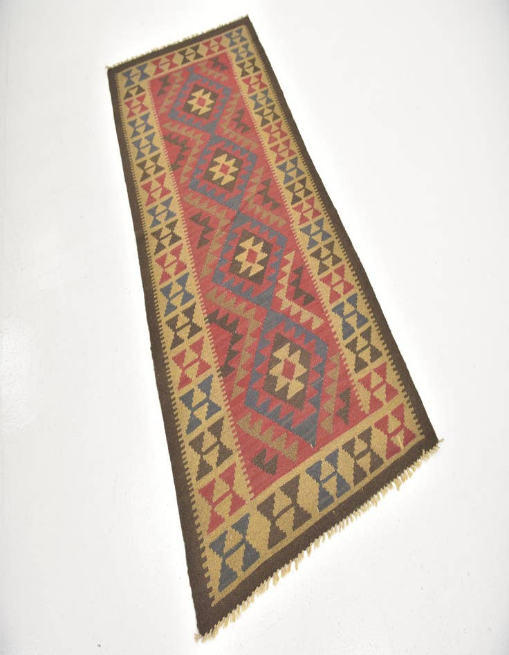 Detail image of  3' 4 x 6' 6  Hand Woven Kilim Maymana Wool Runner Rug