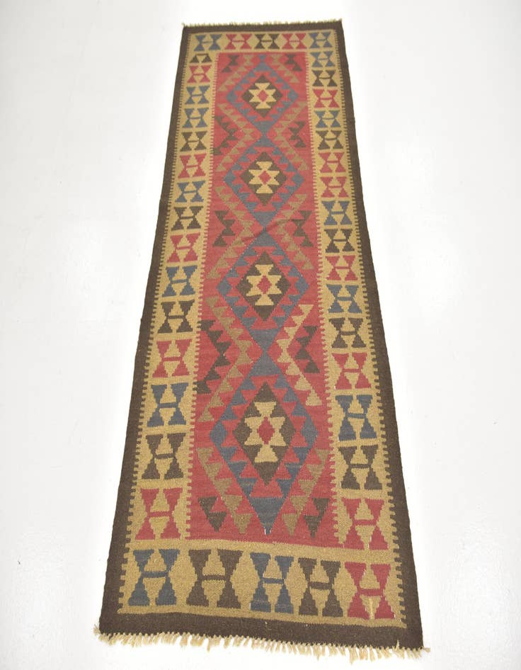 Detail image of  3' 4 x 6' 6  Hand Woven Kilim Maymana Wool Runner Rug