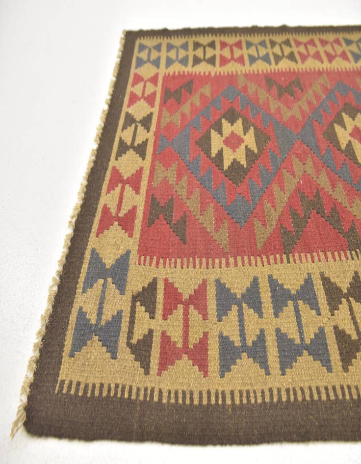 Detail image of  3' 4 x 6' 6  Hand Woven Kilim Maymana Wool Runner Rug