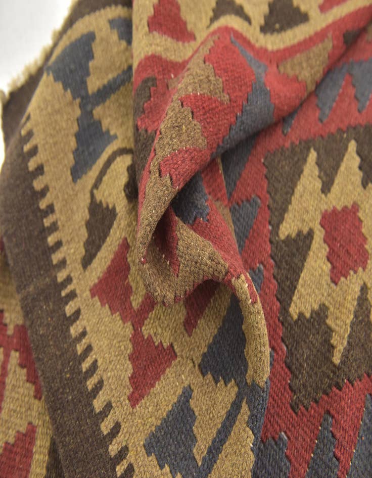 Detail image of  3' 4 x 6' 6  Hand Woven Kilim Maymana Wool Runner Rug