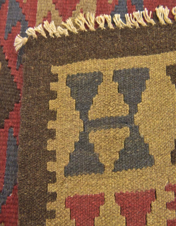 Detail image of  3' 4 x 6' 6  Hand Woven Kilim Maymana Wool Runner Rug