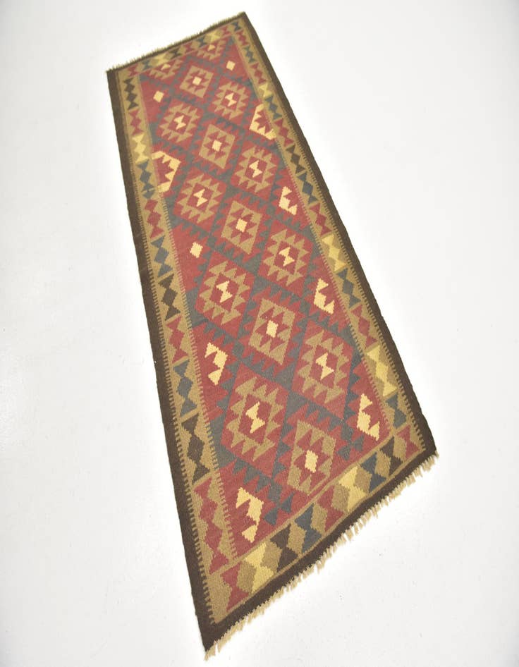 Detail image of  3' 4 x 6' 5  Hand Woven Kilim Maymana Wool Runner Rug