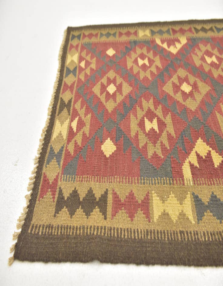 Detail image of  3' 4 x 6' 5  Hand Woven Kilim Maymana Wool Runner Rug