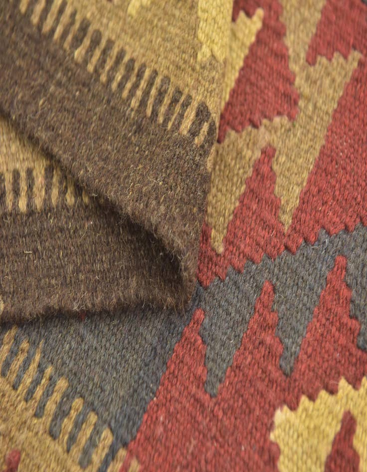 Detail image of  3' 4 x 6' 5  Hand Woven Kilim Maymana Wool Runner Rug