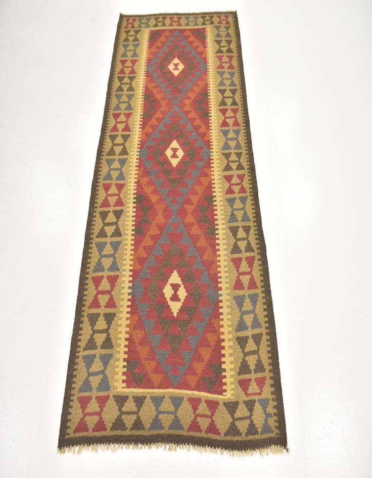 Detail image of  3' 5 x 6' 6  Hand Woven Kilim Maymana Wool Runner Rug