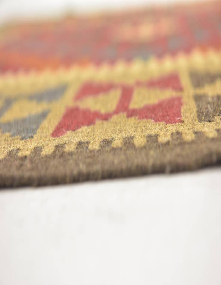 Detail image of  3' 5 x 6' 6  Hand Woven Kilim Maymana Wool Runner Rug