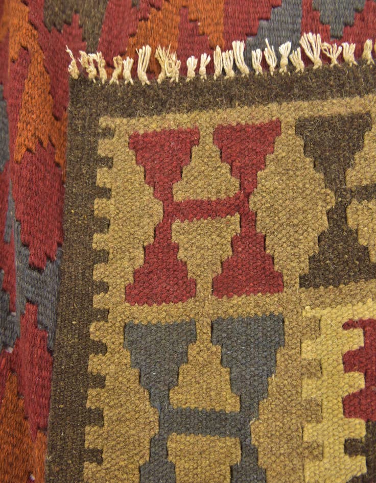 Detail image of  3' 5 x 6' 6  Hand Woven Kilim Maymana Wool Runner Rug