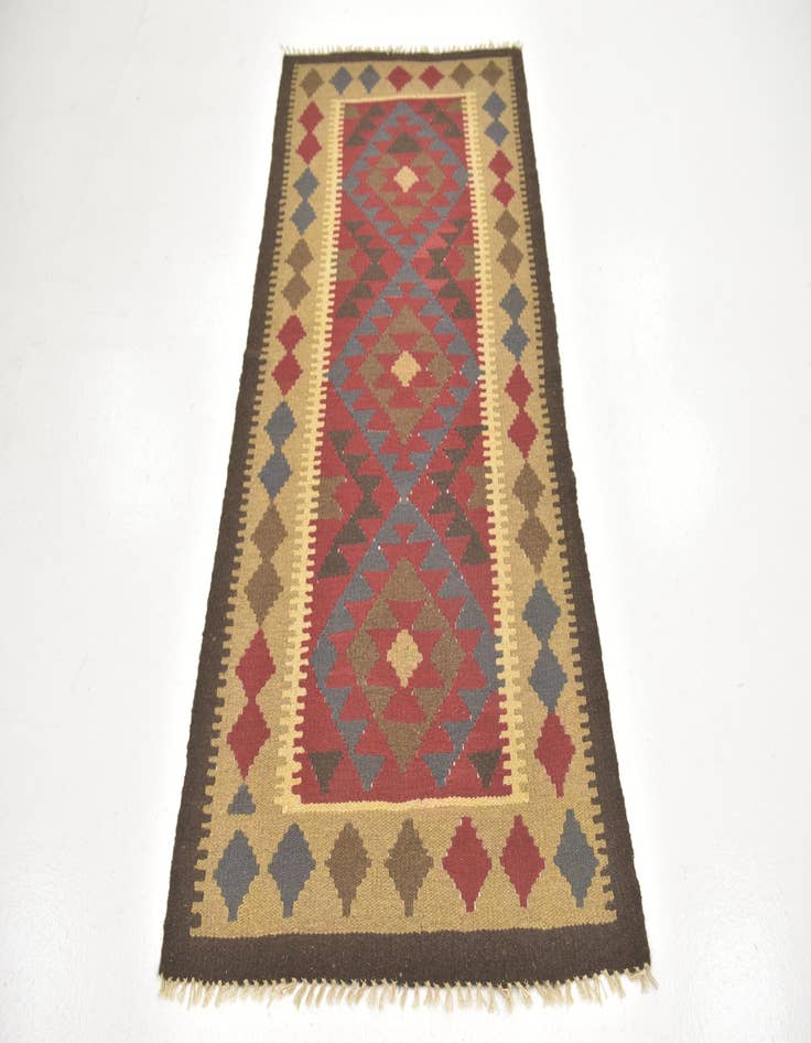 Detail image of  3' 2 x 6' 6  Hand Woven Kilim Maymana Wool Runner Rug
