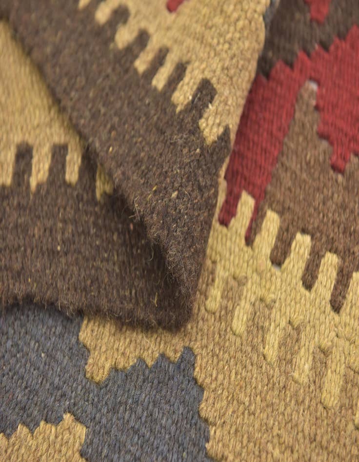 Detail image of  3' 2 x 6' 6  Hand Woven Kilim Maymana Wool Runner Rug