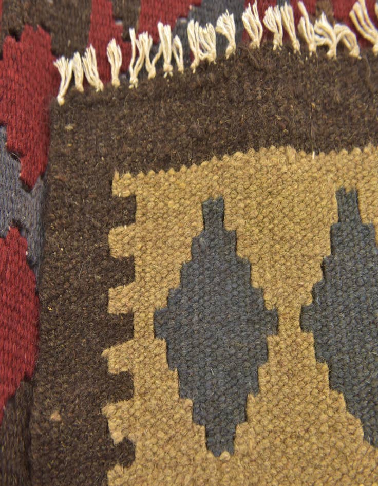 Detail image of  3' 2 x 6' 6  Hand Woven Kilim Maymana Wool Runner Rug