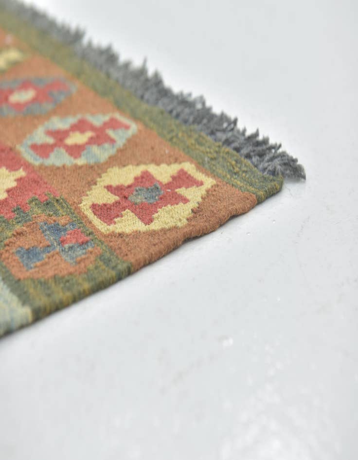 Detail image of  3' 4 x 6' 4  Hand Woven Kilim Maymana Wool Runner Rug