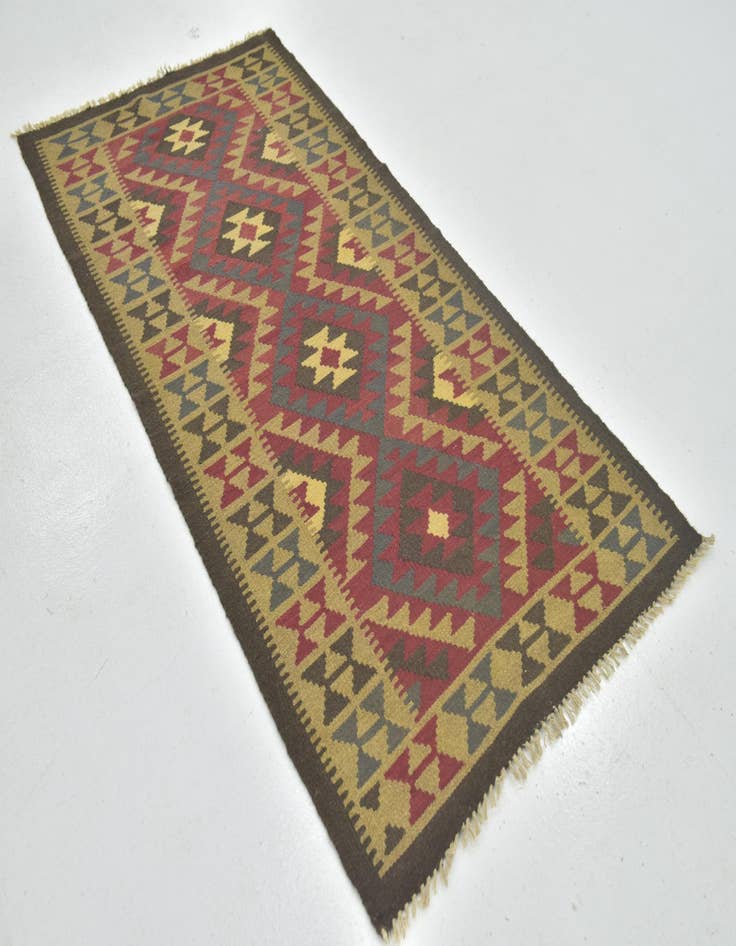 Detail image of  3' 3 x 6' 6  Hand Woven Kilim Maymana Wool Runner Rug
