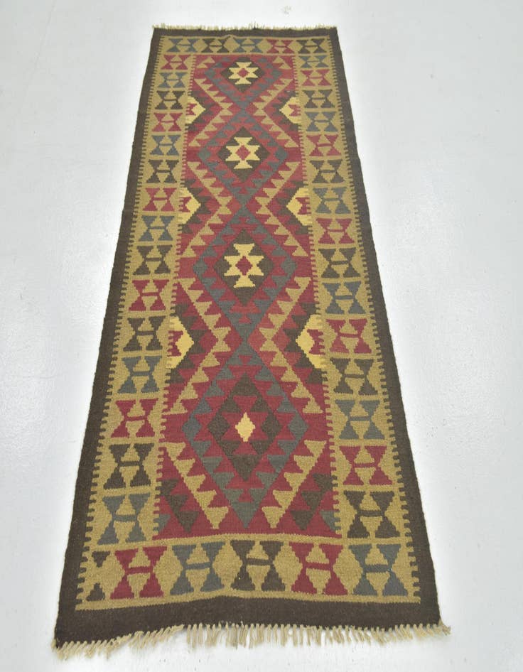Detail image of  3' 3 x 6' 6  Hand Woven Kilim Maymana Wool Runner Rug