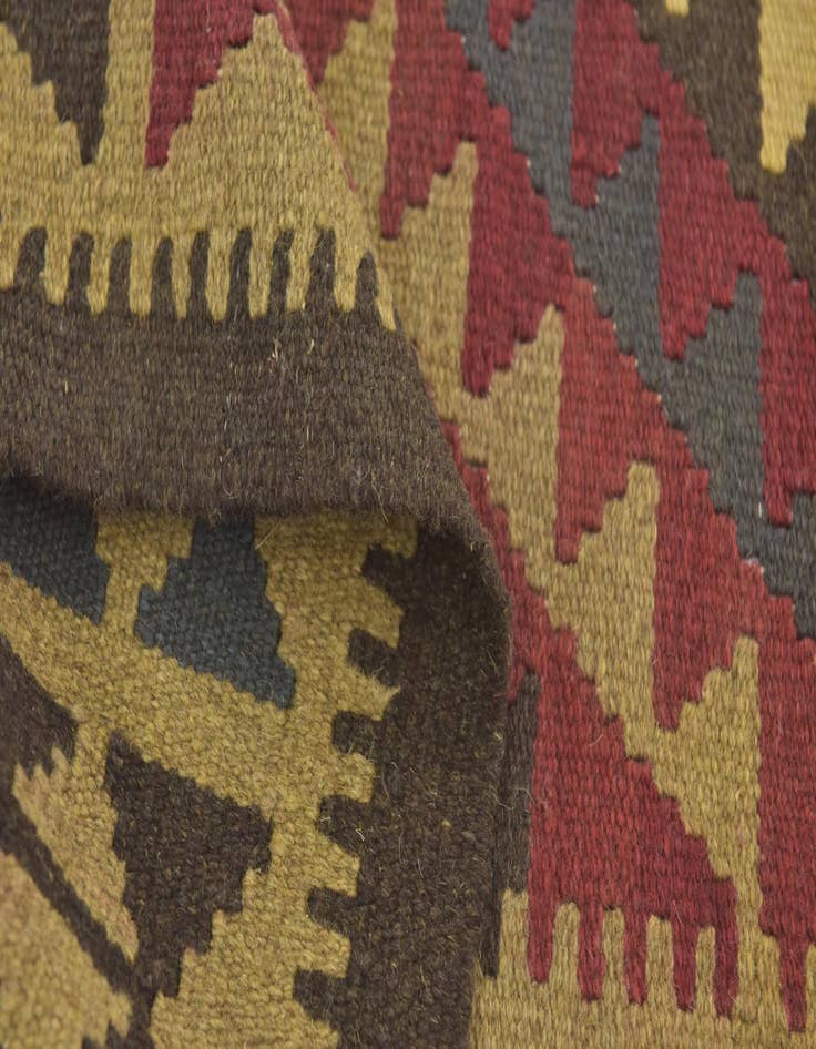 Detail image of  3' 3 x 6' 6  Hand Woven Kilim Maymana Wool Runner Rug