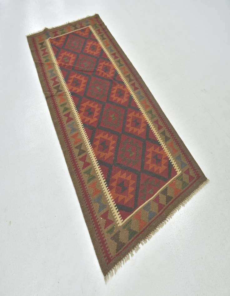 Detail image of  3' 5 x 6' 9  Hand Woven Kilim Maymana Wool Runner Rug